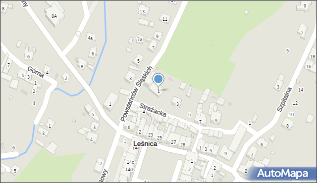 Leśnica, Strażacka, 1, mapa Leśnica