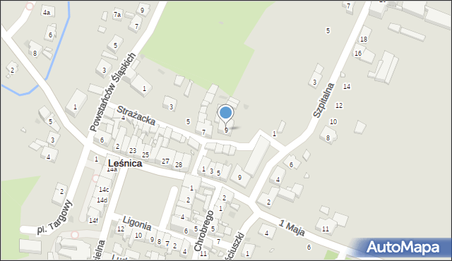 Leśnica, Strażacka, 9, mapa Leśnica