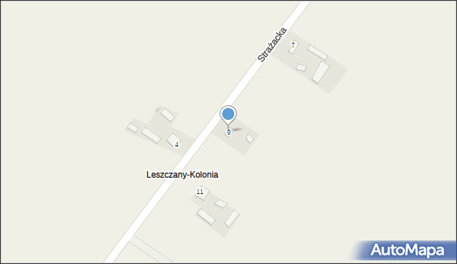 Leszczany, Strażacka, 9, mapa Leszczany