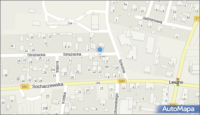 Leszno, Strażacka, 1, mapa Leszno