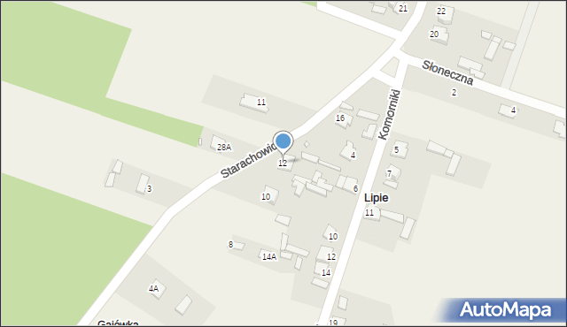Lipie, Starachowicka, 12, mapa Lipie