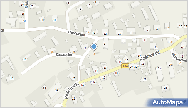 Lipka, Strażacka, 3, mapa Lipka