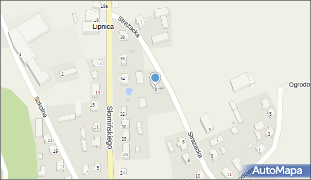 Lipnica, Strażacka, 4, mapa Lipnica