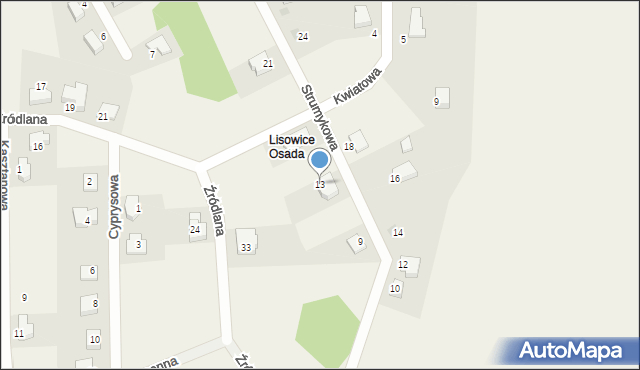 Lisowice, Strumykowa, 13, mapa Lisowice