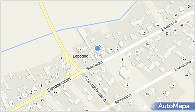 Łobodno, Strażacka, 3, mapa Łobodno