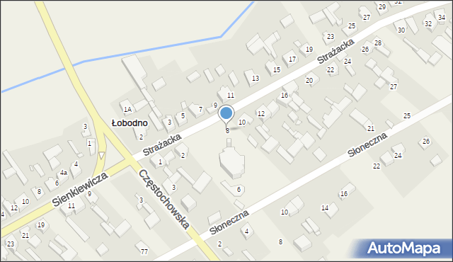 Łobodno, Strażacka, 8, mapa Łobodno