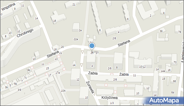 Łódź, Stefana, 25, mapa Łodzi