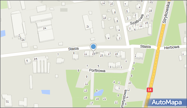 Łódź, Stasia, 13, mapa Łodzi