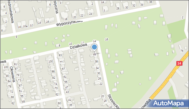 Łódź, Strzeleckiego Pawła Edmunda, 44, mapa Łodzi