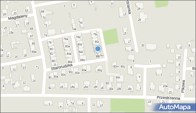 Łódź, Starorudzka, 88c, mapa Łodzi