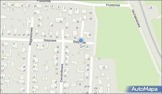 Łódź, Stepowa, 13, mapa Łodzi