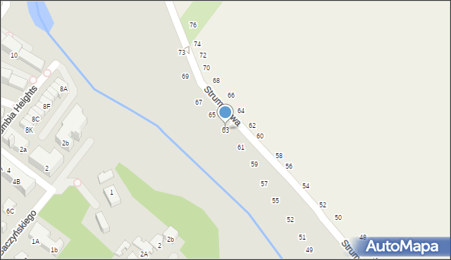 Łomianki, Strumykowa, 63, mapa Łomianki