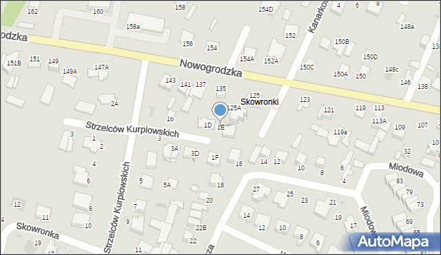 Łomża, Strzelców Kurpiowskich, 1E, mapa Łomży