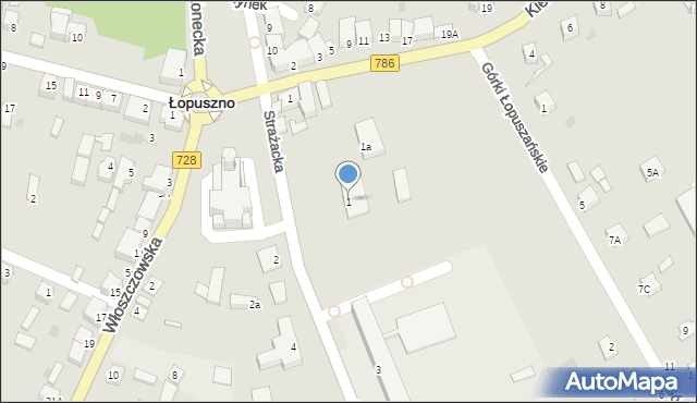 Łopuszno, Strażacka, 1, mapa Łopuszno