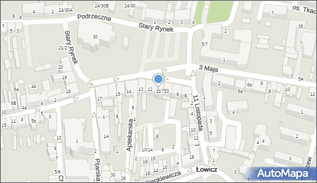 Łowicz, Stary Rynek, 11, mapa Łowicza