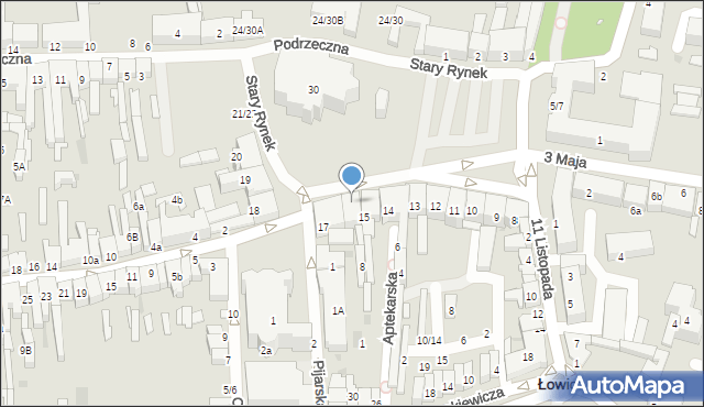 Łowicz, Stary Rynek, 16, mapa Łowicza