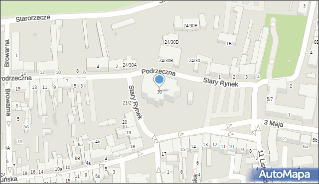 Łowicz, Stary Rynek, 30, mapa Łowicza