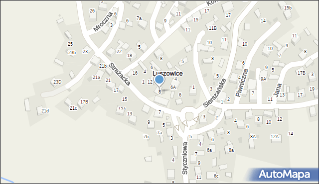 Luszowice, Strażacka, 8, mapa Luszowice