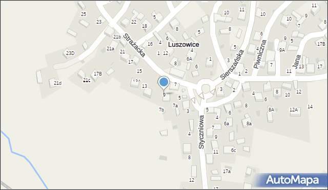 Luszowice, Strażacka, 9, mapa Luszowice