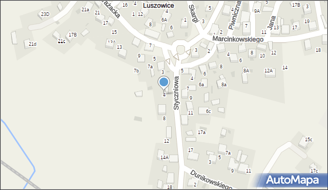 Luszowice, Styczniowa, 4, mapa Luszowice