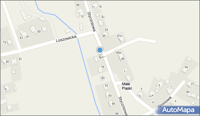 Luszowice, Styczniowa, 76, mapa Luszowice