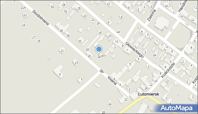 Lutomiersk, Stodolniana, 14, mapa Lutomiersk