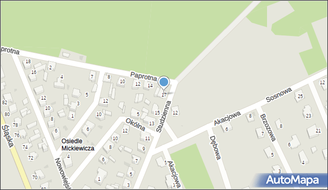 Miasteczko Śląskie, Studzienna, 17, mapa Miasteczko Śląskie