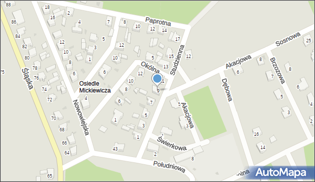 Miasteczko Śląskie, Studzienna, 9, mapa Miasteczko Śląskie