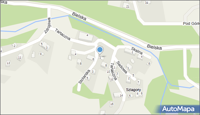 Międzybrodzie Bialskie, Stolarska, 1, mapa Międzybrodzie Bialskie
