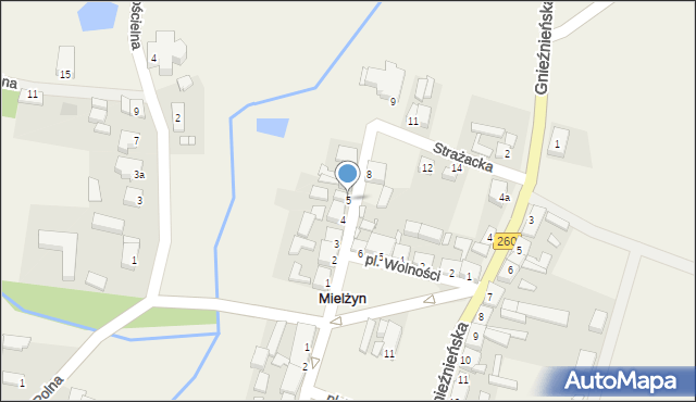 Mielżyn, Strażacka, 5, mapa Mielżyn