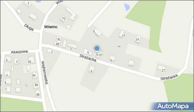 Milwino, Strażacka, 7, mapa Milwino