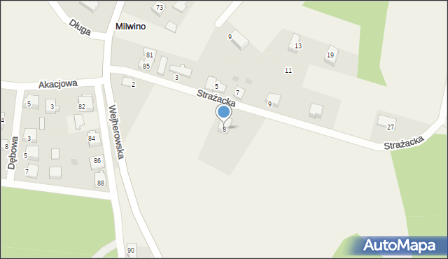 Milwino, Strażacka, 8, mapa Milwino