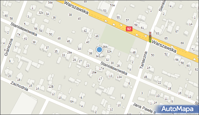Mińsk Mazowiecki, Stanisławowska, 36, mapa Mińsk Mazowiecki