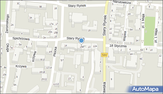 Mława, Stary Rynek, 13A, mapa Mława