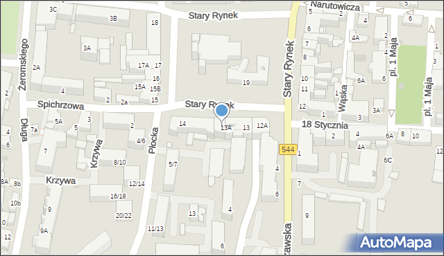 Mława, Stary Rynek, 13B, mapa Mława