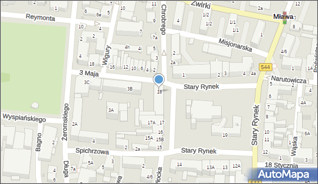 Mława, Stary Rynek, 18, mapa Mława