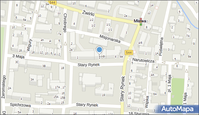 Mława, Stary Rynek, 2, mapa Mława