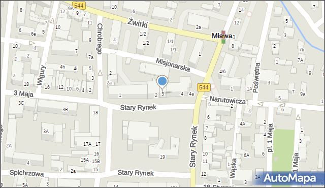 Mława, Stary Rynek, 3, mapa Mława