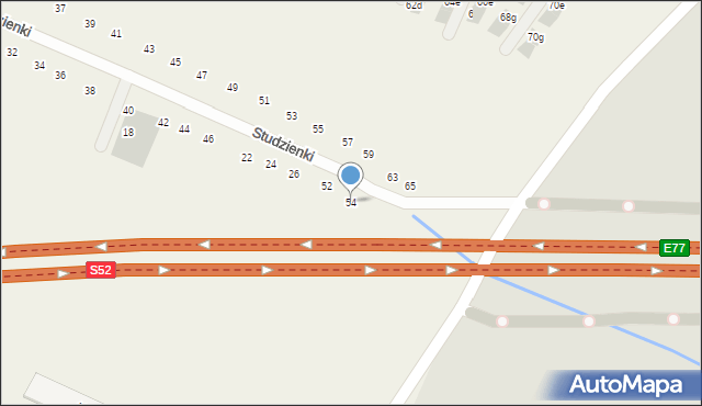 Modlnica, Studzienki, 54, mapa Modlnica