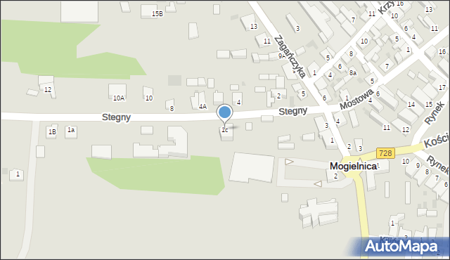 Mogielnica, Stegny, 1c, mapa Mogielnica