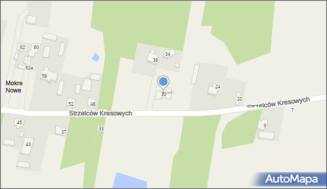 Mokre, Strzelców Kresowych, 30, mapa Mokre