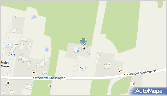 Mokre, Strzelców Kresowych, 34, mapa Mokre