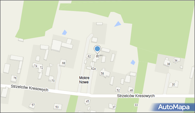 Mokre, Strzelców Kresowych, 60, mapa Mokre