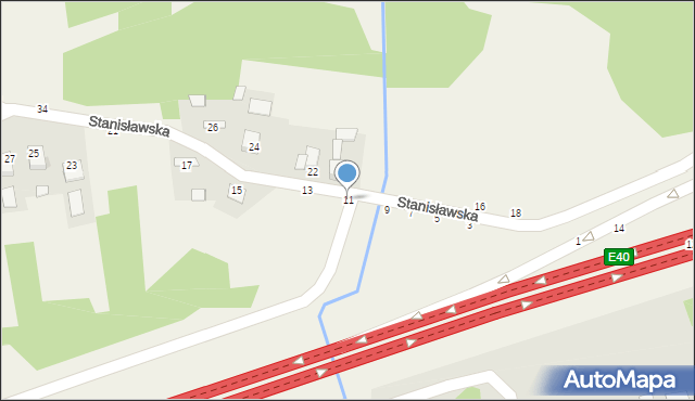 Mokrzyska, Stanisławska, 11, mapa Mokrzyska