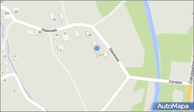 Mszana Dolna, Stawowa, 1, mapa Mszana Dolna