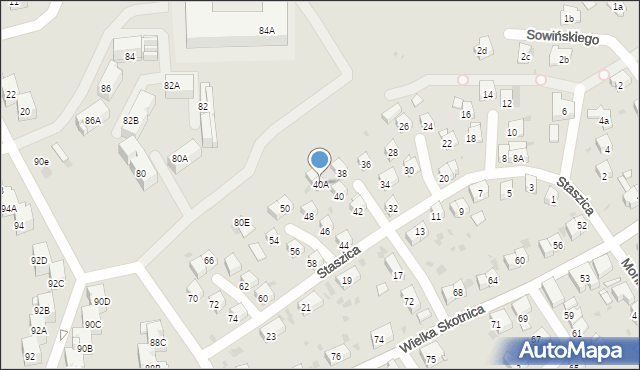 Mysłowice, Staszica Stanisława, 40A, mapa Mysłowice