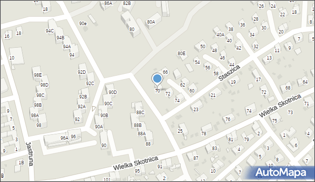 Mysłowice, Staszica Stanisława, 70, mapa Mysłowice