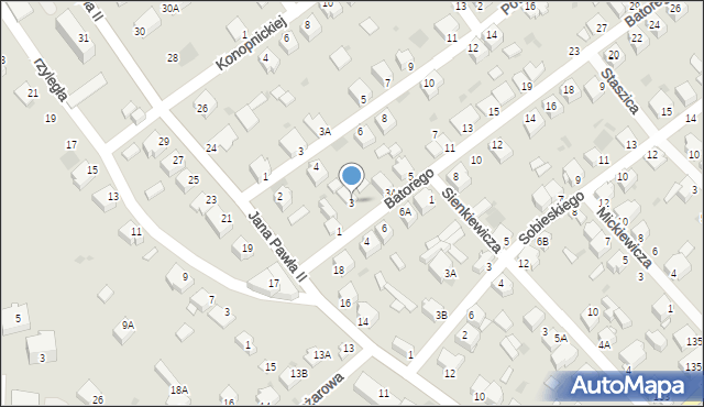 Myszków, Stefana Batorego, 3, mapa Myszków