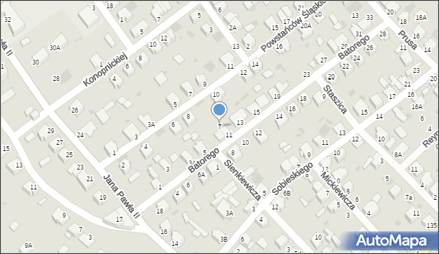 Myszków, Stefana Batorego, 7, mapa Myszków