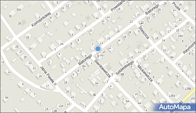 Myszków, Stefana Batorego, 8, mapa Myszków